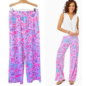 Lilly Pulitzer Lorena Breezy Palazzo Pant Small Don't Be Jelly Wide Leg *hemmed